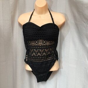 No Name Black Lacy One Piece Bathing Suit XL